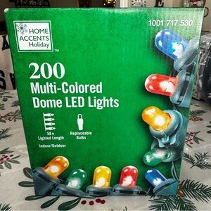 HOME ACCENTS HOLIDAY 200 MULTI-COLORED DOME LED LIGHTS 58 FT LIGHTED
